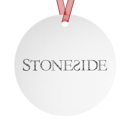 Stoneside Logo Metal Ornament — Minimalist Black & White Band/Monogram Holiday Decoration