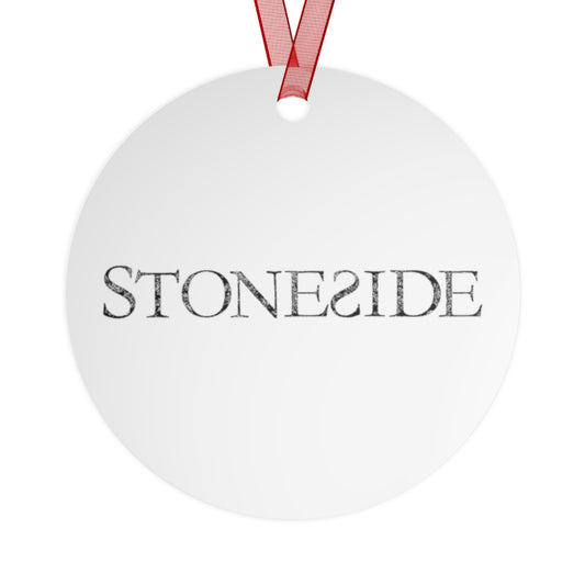 Stoneside Logo Metal Ornament — Minimalist Black & White Band/Monogram Holiday Decoration