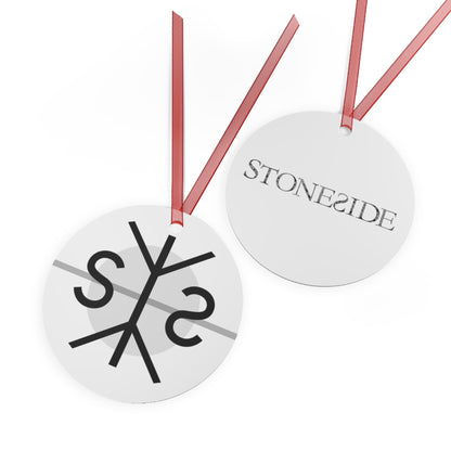 Stoneside Logo Metal Ornament — Minimalist Black & White Band/Monogram Holiday Decoration