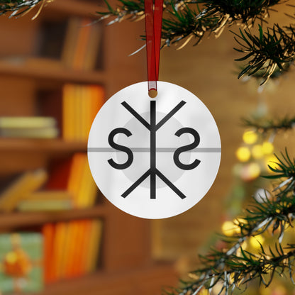 Stoneside Logo Metal Ornament — Minimalist Black & White Band/Monogram Holiday Decoration